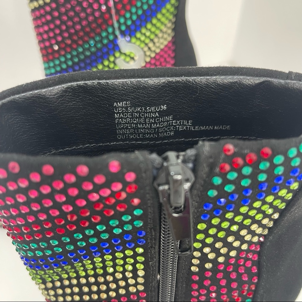 Sparkle Pointed Toe Heel Boots Booties Multicolor… - image 5